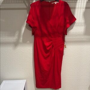 Rachael Ray Red Ruched Wrap Midi Dress size 10
New!!!
